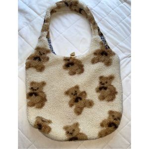 Teddy Sherpa Shoulder Bag in Cream and Brown